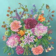 Spring Summer Florilegium, acrylic on canvas, 60 by 60cm. (Not for sale)