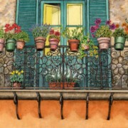 Orvieto Balcony, watercolour and mixed media on paper, 27.5 by 19cm £90