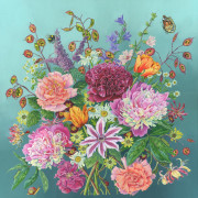 Spring Summer Florilegium, acrylic on canvas, 60 by 60cm. (Not for sale)