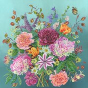 Spring Summer Florilegium, acrylic on canvas, 60 by 60cm. (Not for sale)