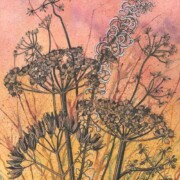 Sunset Seed Heads 2 of 3 series, watercolour and mixed media on paper,31 by 41.5cm £220