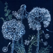 Dandelion Clocks, acrylic on canvas, 20 by 20cm , £95