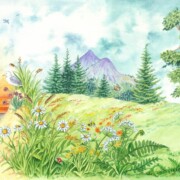 From Dawn until Dusk, watercolour on paper, long horizontal panel, 68.8 by 24.3 cm £195