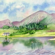 Highland But n' Ben , watercolour on paper, 14 by 29.5cm £23