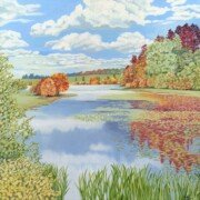 Lindean Loch, acrylic on canvas, 30 by 30cm £180