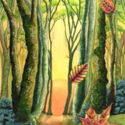 Autumn Forest mixed media on paper, 36 by 54cm SOLD