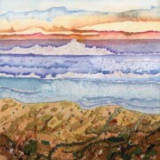 Beachscape, mixed media on paper, 25.5 by 28.5cm SOLD