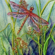 Dragonfly and Common Rushes, watercolour and mixed media on paper, 17.8 by 22.8cm £130