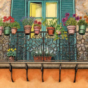 Orvieto Balcony, watercolour and mixed media on paper, 27.5 by 19cm £90