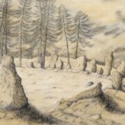 Rollright Stones, OXON, pencil and sepia wash on paper, 34.2 by 24.2cm £120