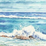 Seascape, watercolour on paper, 17.7 by 26cm SOLD