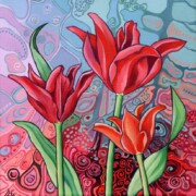 Red Tulips, acrylic on canvas, 20 by 20cm, £95