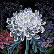 White Chrysanthemum, acrylic on canvas, 20 by 20cm, £90